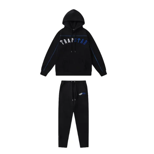 Trapstar Irongate Arch Chenille Hooded Tracksuit Black Blue